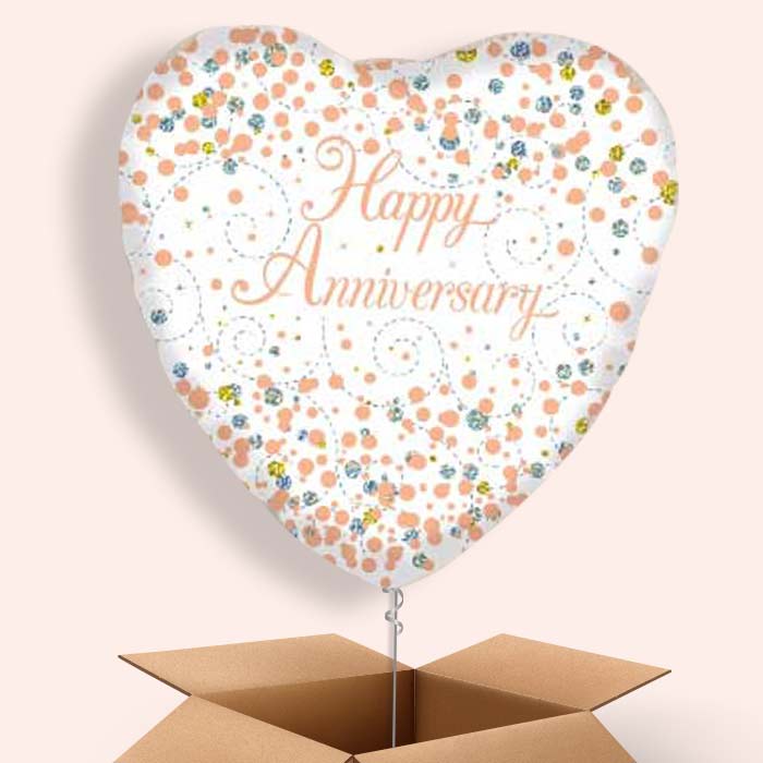Happy Anniversary Balloons in a Box - Rose Gold - 1 Balloon | Small Indoor Plants