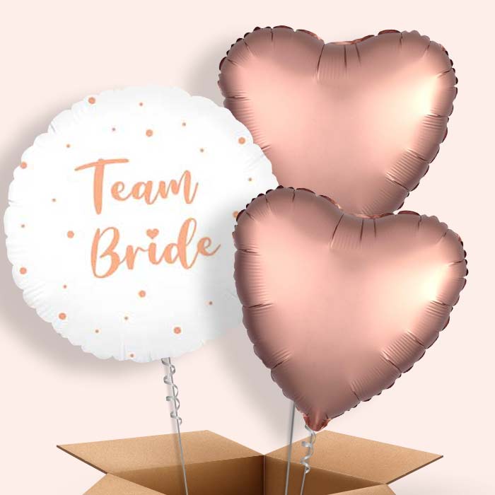 Team Bride | Rose Gold Dots Balloon in a Box - 3 Balloon | Small Indoor Plants
