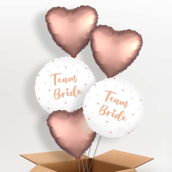Team Bride | Rose Gold Dots Balloon in a Box - 5 Balloon | Small Indoor Plants