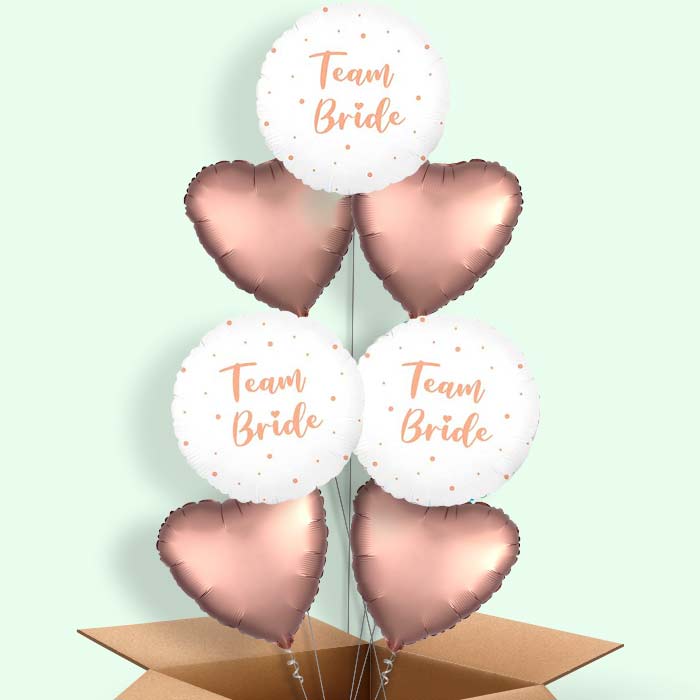 Team Bride | Rose Gold Dots Balloon in a Box - 7 Balloon | Small Indoor Plants