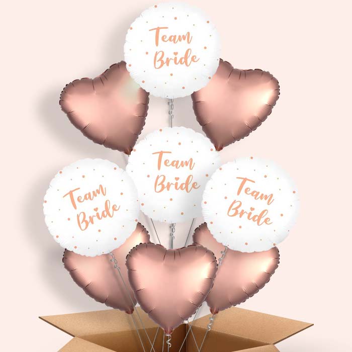 Team Bride | Rose Gold Dots Balloon in a Box - 9 Balloon | Small Indoor Plants