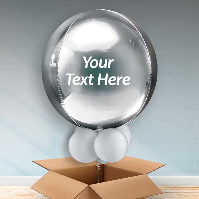 Personalised Silver Orbz Balloon in a Box - Orbz Balloon with 3 Balloons | Small Indoor Plants