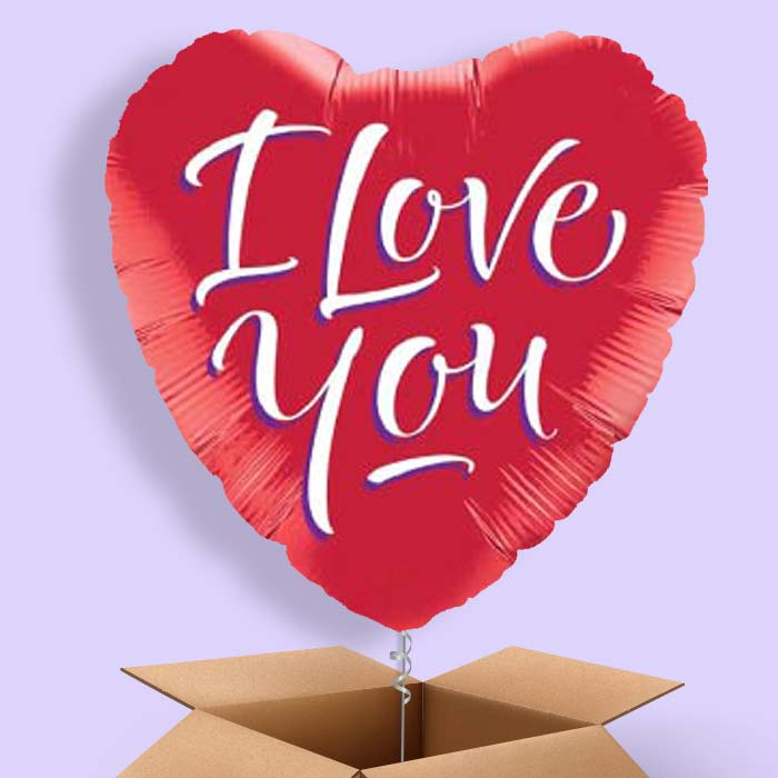 Red Heart I Love You Balloons in a Box - 1 Balloon | Small Indoor Plants