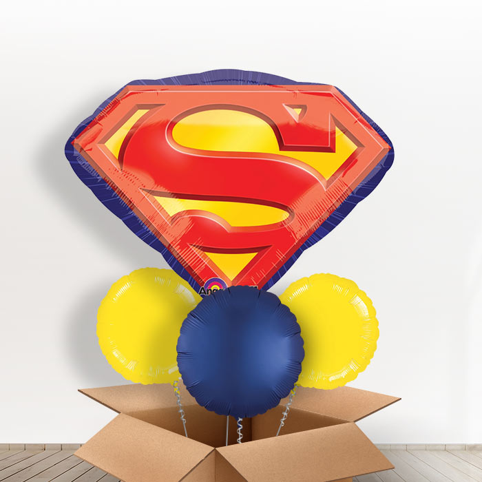 Giant Superman Helium Balloons in a Box - With 3 Plain Balloons | Small Indoor Plants