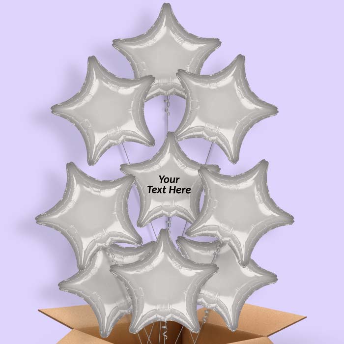 Silver Metallic Star  Balloon in a Box - 9 Balloon | Small Indoor Plants