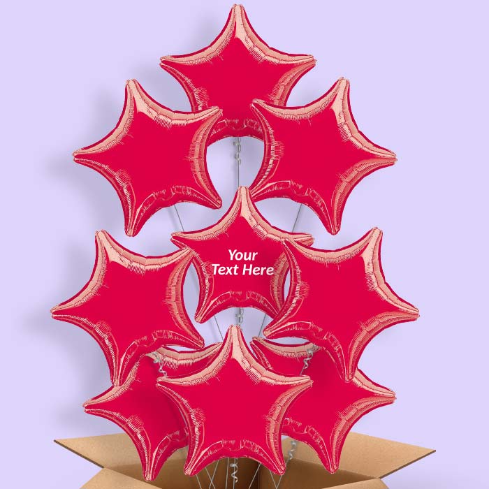 Red Metallic Star  Balloon in a Box - 9 Balloon | Small Indoor Plants