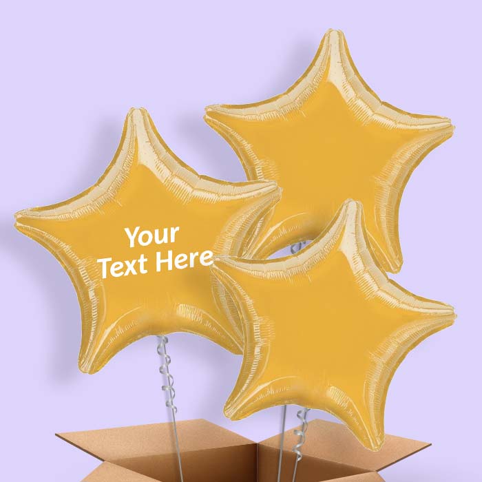 Gold Star Personalised Foil Balloons in a Box - 3 Balloon | Small Indoor Plants