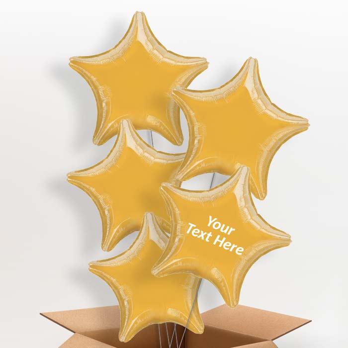 Gold Star Personalised Foil Balloons in a Box - 5 Balloon | Small Indoor Plants