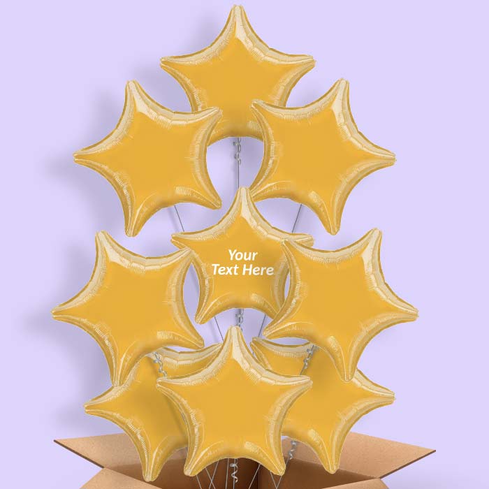 Gold Star Personalised Foil Balloons in a Box - 9 Balloon | Small Indoor Plants