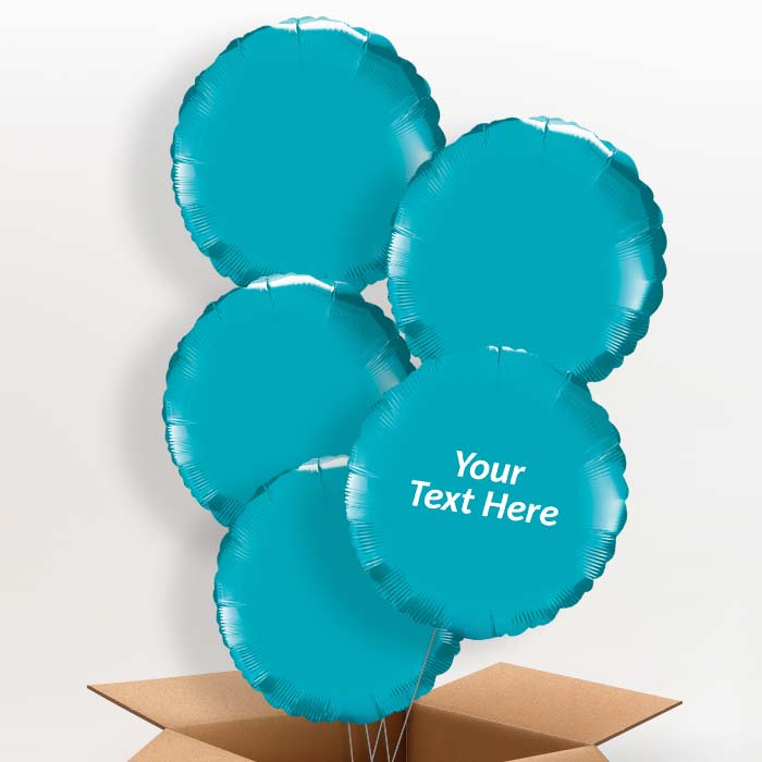 Personalised Foil Balloons in a Box - Turquoise Circle