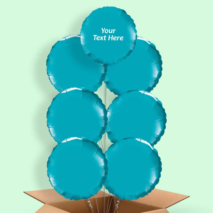 Personalised Foil Balloons in a Box - Turquoise Circle