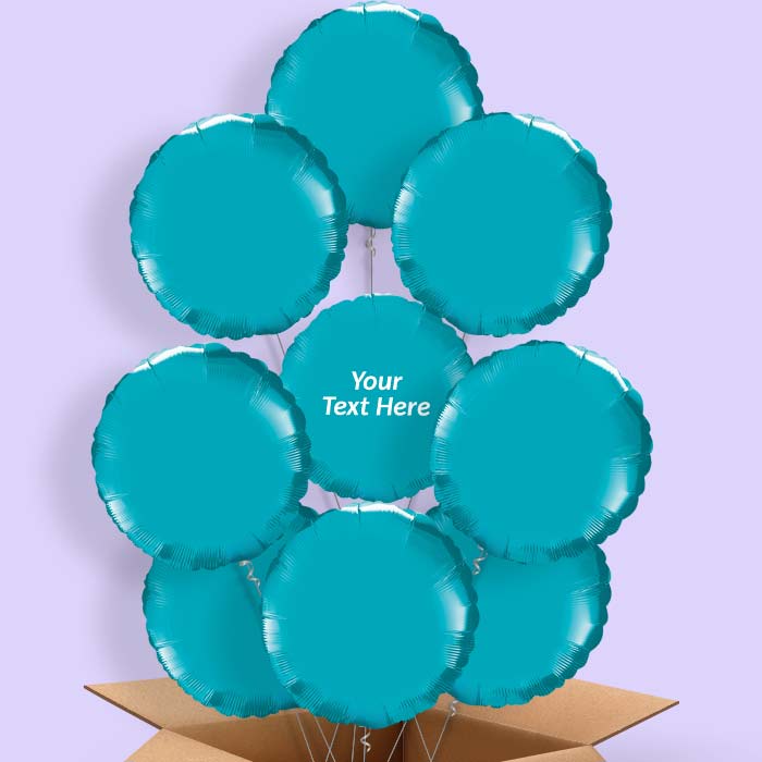 Personalised Foil Balloons in a Box - Turquoise Circle