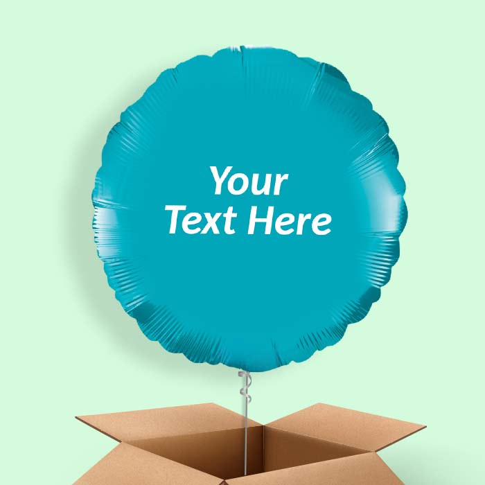 Personalised Foil Balloons in a Box - Turquoise Circle