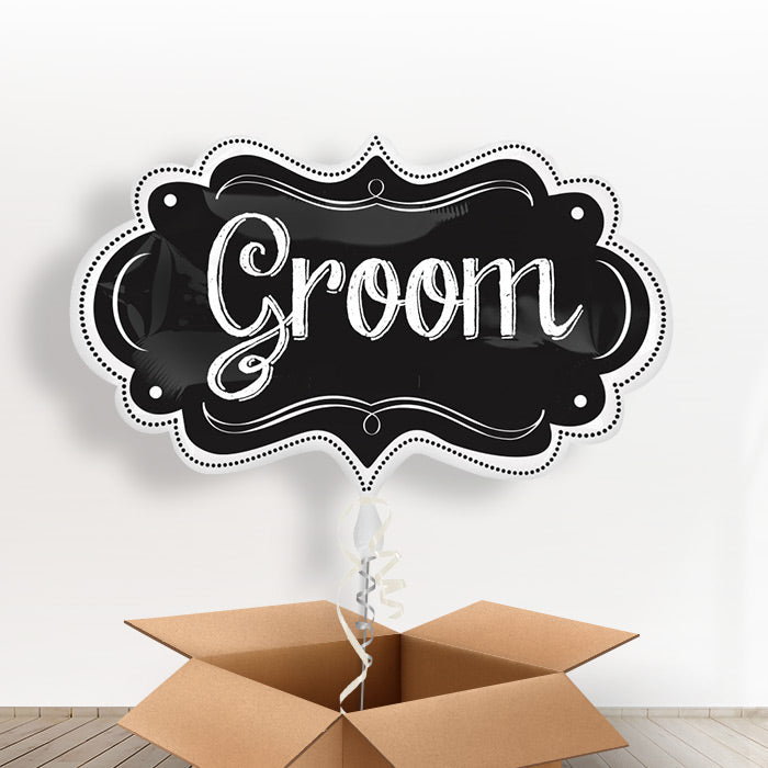 Groom Chalkboard Giant Shaped Balloon in a Box Gift - Giant Balloon | Small Indoor Plants
