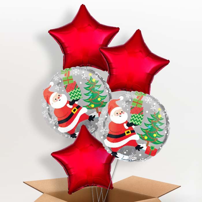 Christmas Santa & Penguin Balloon in a Box - 5 Balloon | Small Indoor Plants