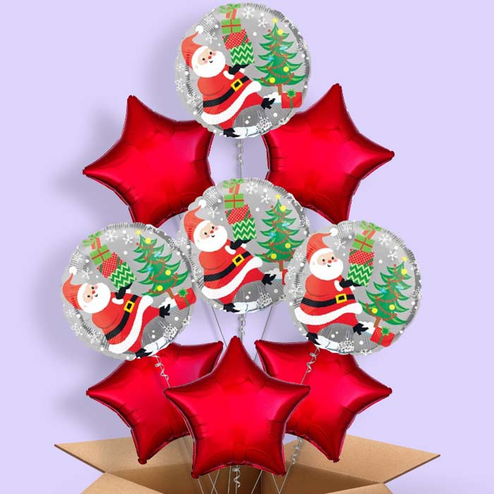 Christmas Santa & Penguin Balloon in a Box - 9 Balloon | Small Indoor Plants