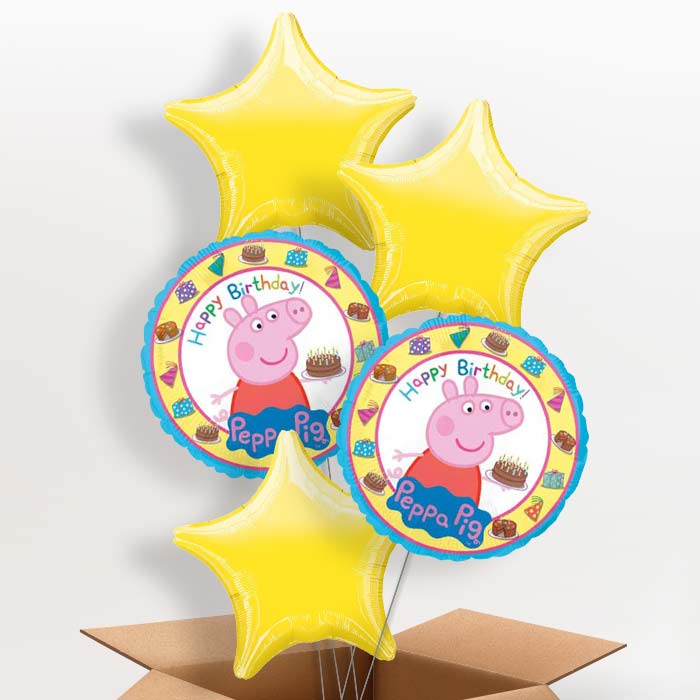 Peppa Pig Birthday Balloons in a Box - 5 Balloon | Small Indoor Plants