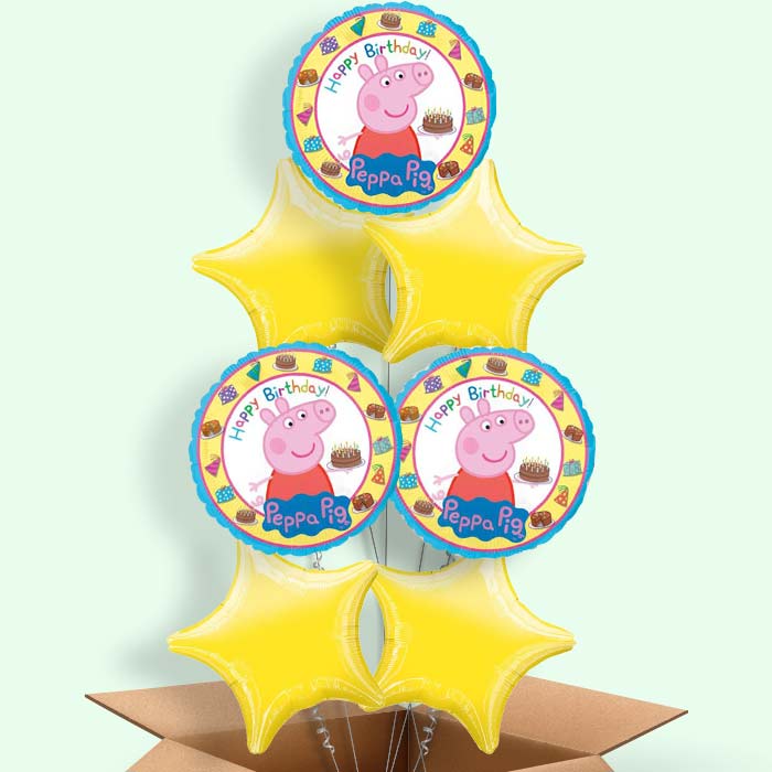 Peppa Pig Birthday Balloons in a Box - 7 Balloon | Small Indoor Plants