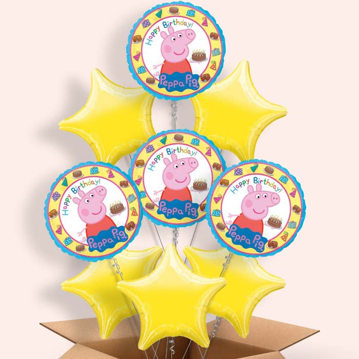 Peppa Pig Birthday Balloons in a Box - 9 Balloon | Small Indoor Plants