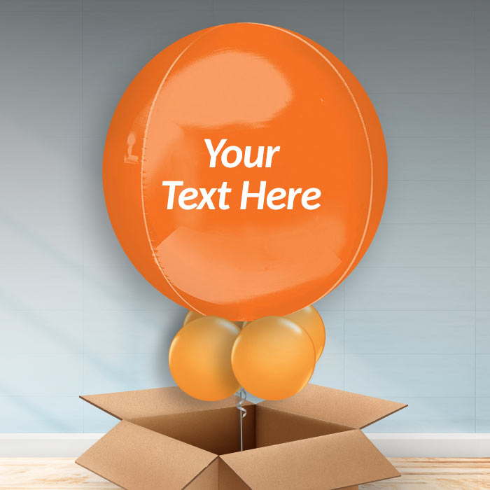 Personalised Orange Orbz Balloon in a Box - Orbz Balloon with 3 Balloons | Small Indoor Plants