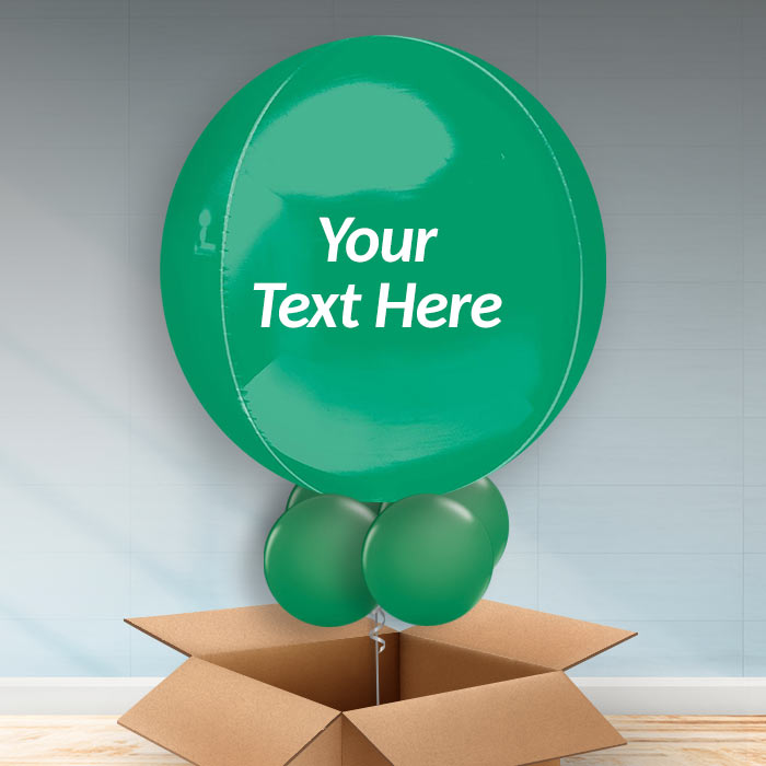 Personalised Dark Green Orbz Balloon in a Box - Orbz Balloon with 3 Balloons | Small Indoor Plants