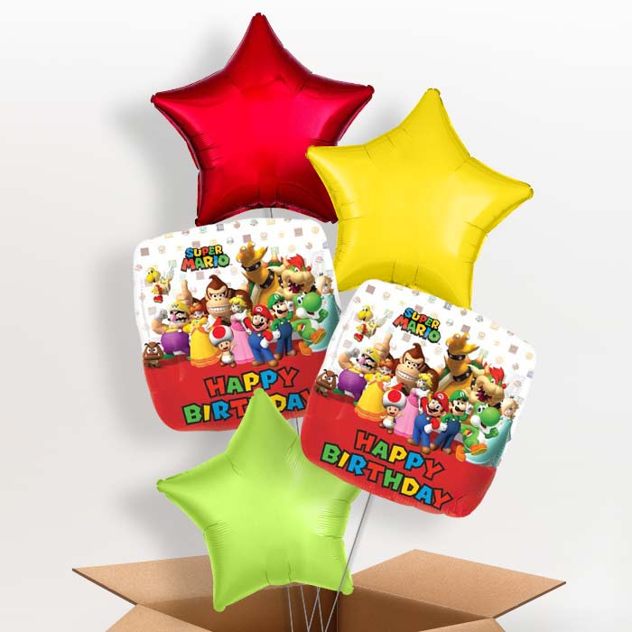 Super Mario Balloons in a Box (Happy Birthday) - 5 Balloon | Small Indoor Plants