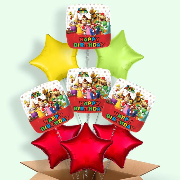 Super Mario Balloons in a Box (Happy Birthday) - 9 Balloon | Small Indoor Plants