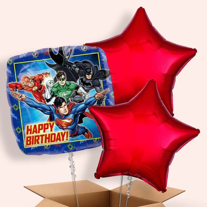Justice League Happy Birthday Balloons in a Box - 3 Balloon | Small Indoor Plants