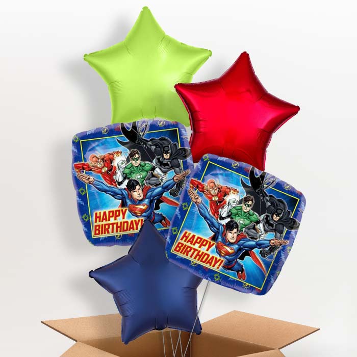 Justice League Happy Birthday Balloons in a Box - 5 Balloon | Small Indoor Plants