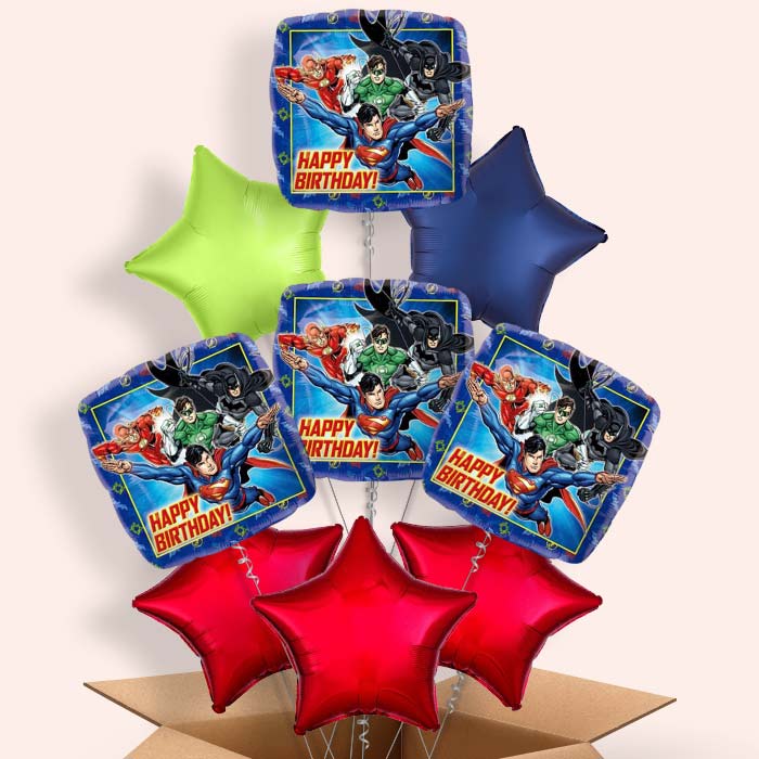 Justice League Happy Birthday Balloons in a Box - 9 Balloon | Small Indoor Plants