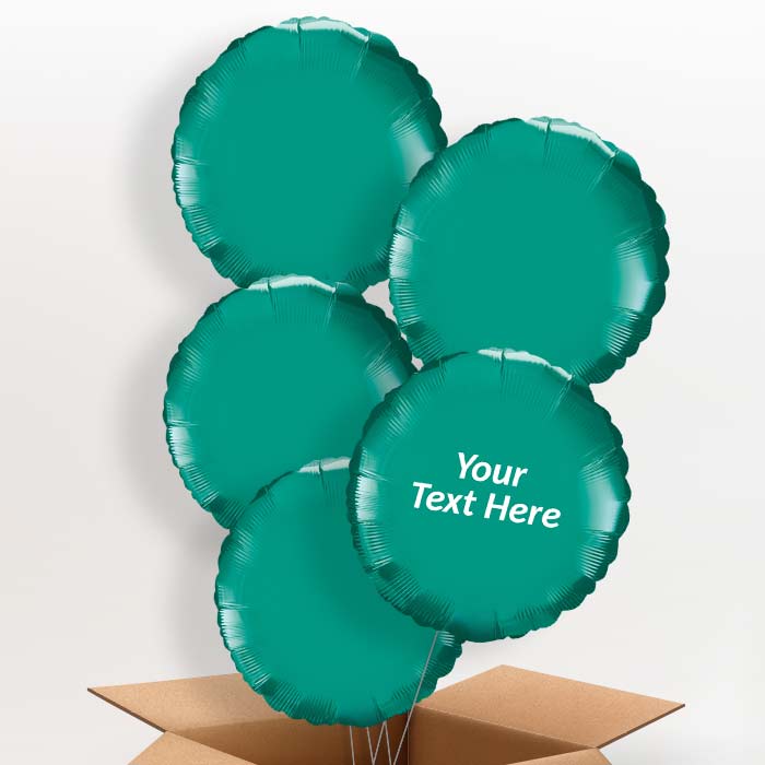Personalised Teal Blue Circle Balloon in a Box - 5 Balloon | Small Indoor Plants