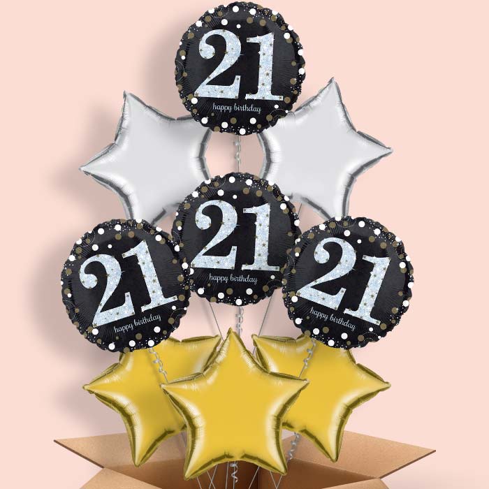 Gold 21st Birthday Balloon in a Box - 9 Balloon | Small Indoor Plants