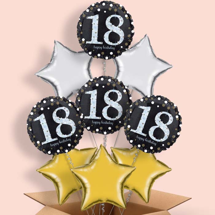 Gold 18th Birthday Balloon in a Box - 9 Balloon | Small Indoor Plants