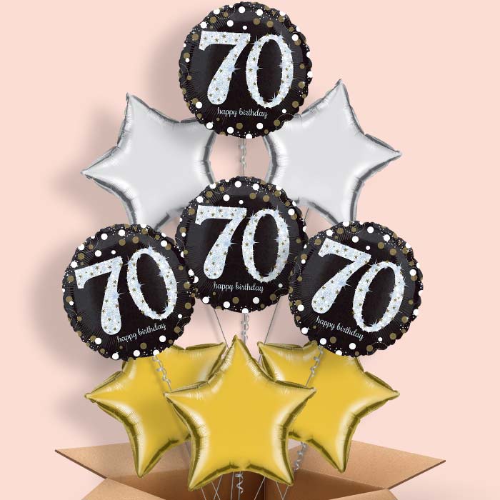 Gold & Black 70th Birthday Balloon in a Box - 9 Balloon | Small Indoor Plants