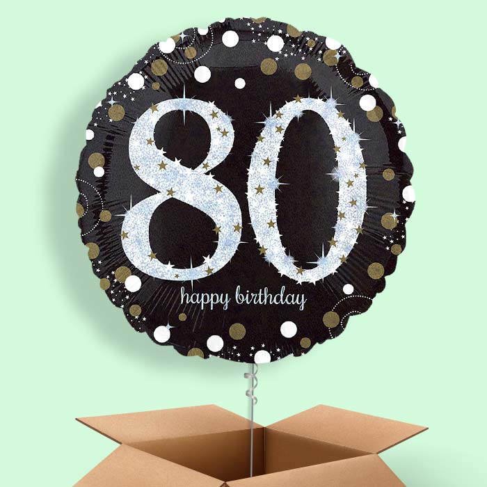 Gold 80th Birthday Balloon in a Box - 1 Balloon | Small Indoor Plants