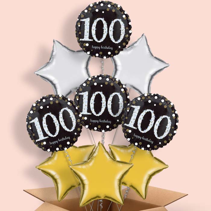 Gold & Black 100th Birthday Balloon in a Box - 9 Balloon | Small Indoor Plants