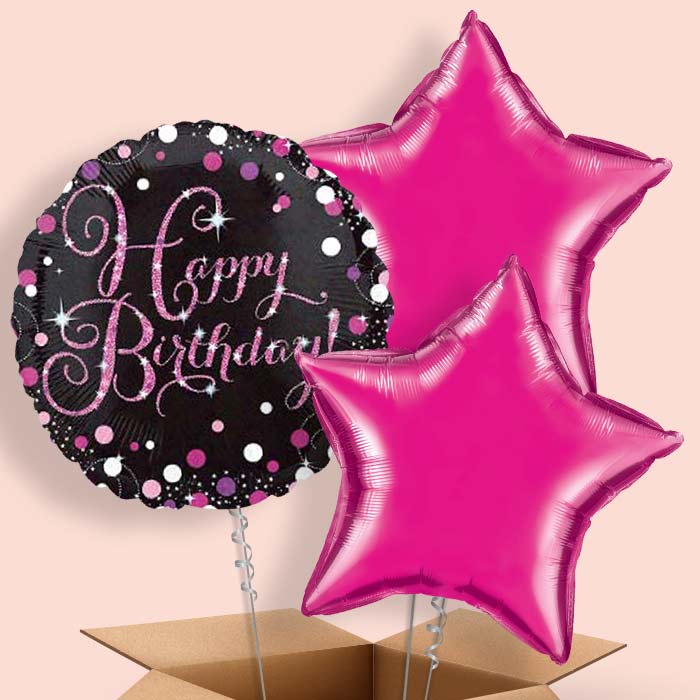 Sparkling Pink Happy Birthday Balloon in a Box