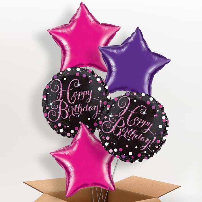 Sparkling Pink Happy Birthday Balloon in a Box