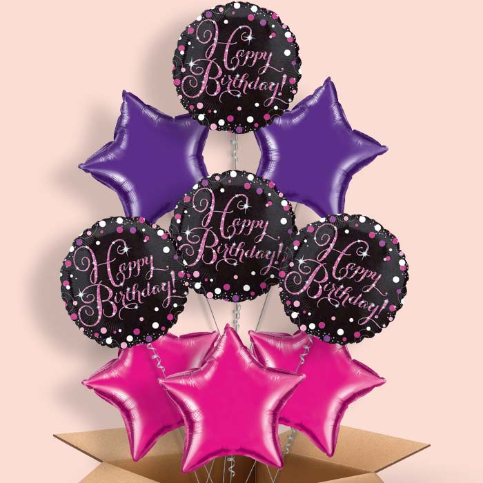 Sparkling Pink Happy Birthday Balloon in a Box