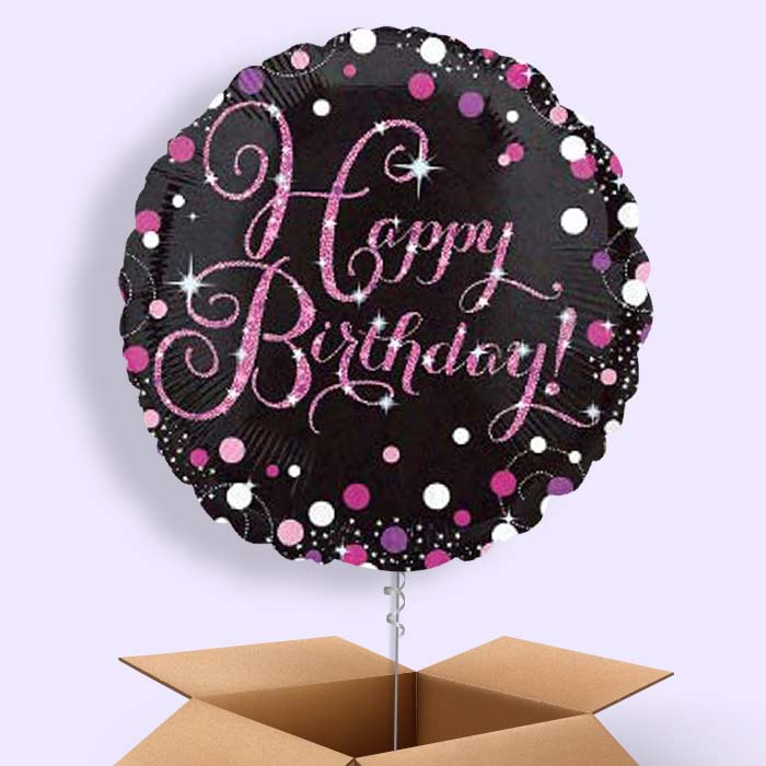 Sparkling Pink Happy Birthday Balloon in a Box - 1 Balloon | Small Indoor Plants
