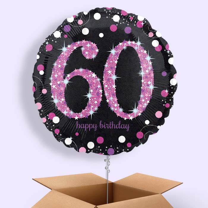 Pink 60th Birthday Balloon in a Box - 1 Balloon | Small Indoor Plants