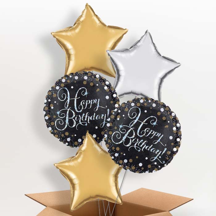 Gold Sparkle Happy Birthday Balloon in a Box