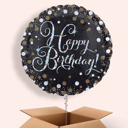 Gold Sparkle Happy Birthday Balloon in a Box - 1 Balloon | Small Indoor Plants