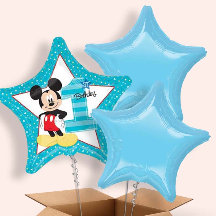 Mickey Mouse 1st Birthday Balloons in a Box