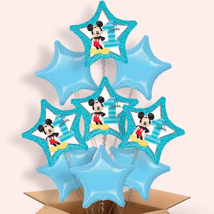 Mickey Mouse 1st Birthday Balloons in a Box