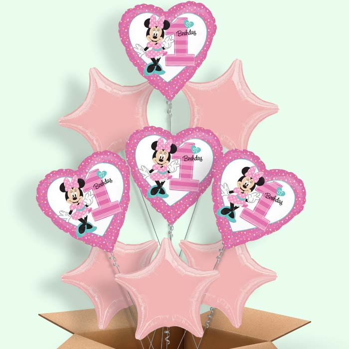 Minnie Mouse 1st Birthday Balloons in a Box - 9 Balloon | Small Indoor Plants