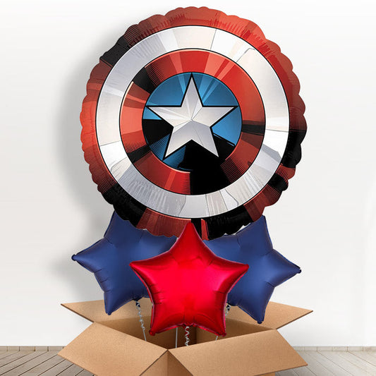 Captain America Helium Balloon in a Box - With 3 Themed Balloons | Small Indoor Plants