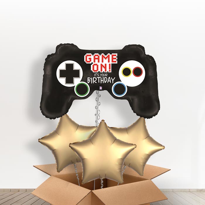 Gaming Controller Balloon Delivered in a Box - With 3 Plain Balloons | Small Indoor Plants