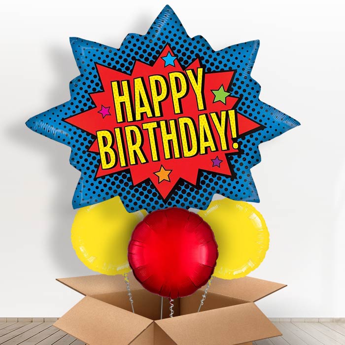 Giant Pop Art Superhero Balloons in a Box - With 3 Themed Balloons | Small Indoor Plants