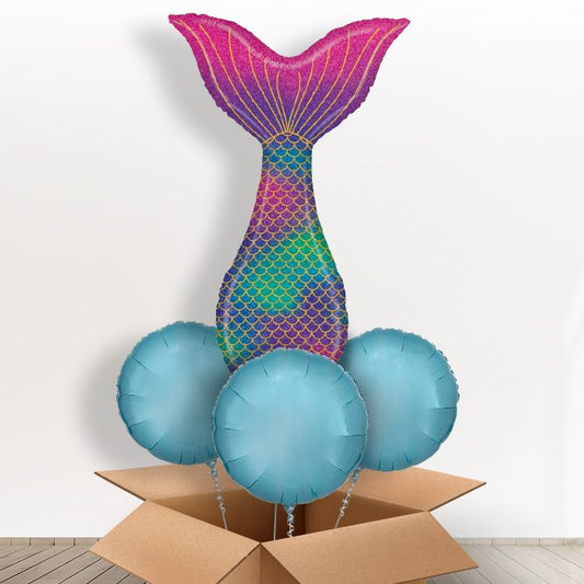 Mermaid Tail Foil Balloon in a Box - With 3 Plain Balloons | Small Indoor Plants